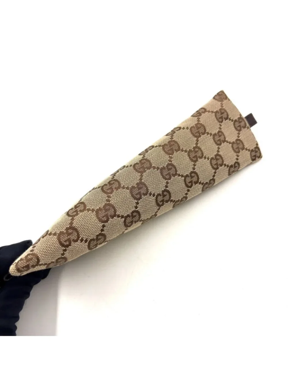 Gucci GG Canvas Leather Brown Triangle Pen Pouch